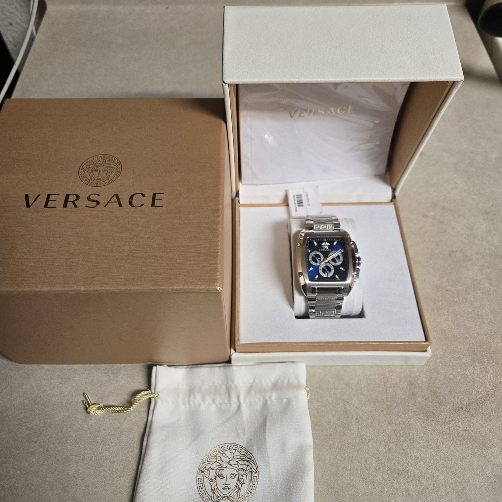 Versace Silver and Blue Chronograph Watch - Picture 2 of 3